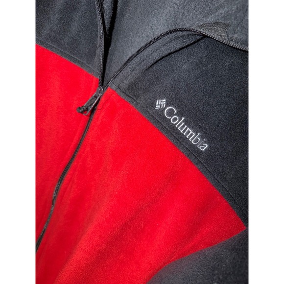 Columbia Fleece Jacket Black Red Full Zip Outdoor Casual Mens XL - Picture 2 of 4